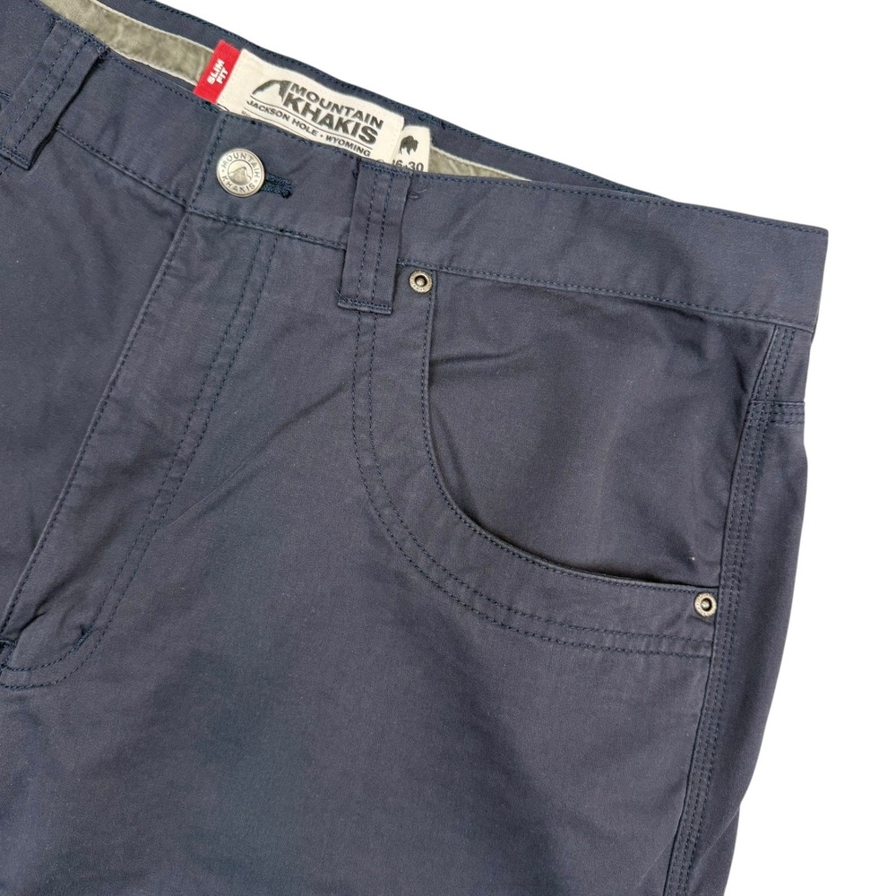 Mountain Khakis Commuter Pant Mens 35x28 Navy Blue Slim Fit Stretch Cotton Nylon